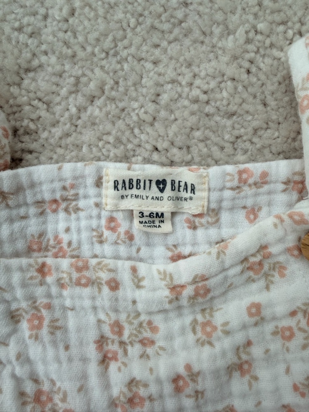 Rabbit + Bear Cream Floral Button-Front Romper Dress with Bloomers - Picture 6 of 9